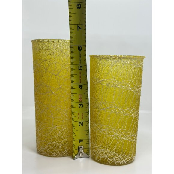 VTG 50s Rubber Spaghetti String Glass Tumbler MCM Beverage Cup Set Of 2 Barware - Picture 7 of 7